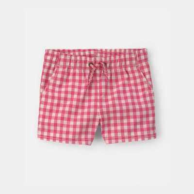 Baby Boy Gingham Poplin Shorts - Red