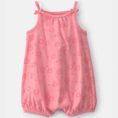 Baby Girl Crab Sleeveless Romper - Pink