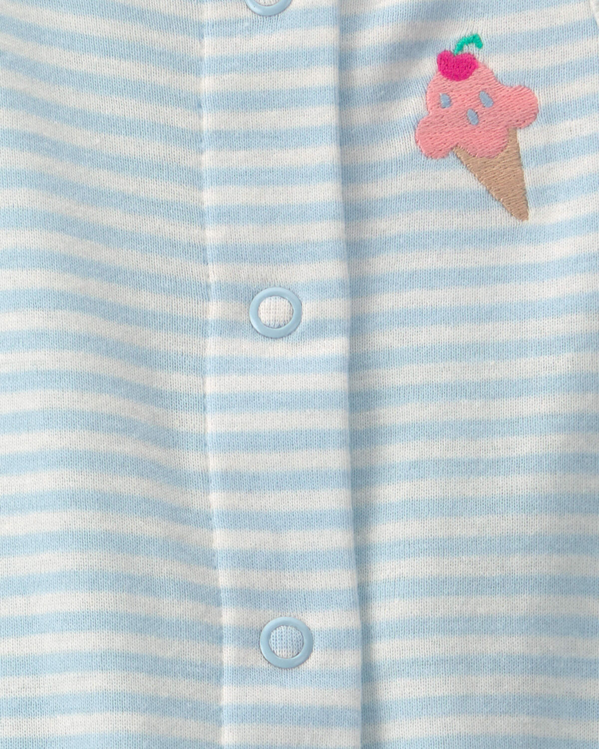 Baby Girl Striped Ice Cream Romper - Blue/White - Image 2