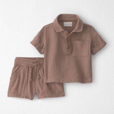 Baby Boy 2-Piece Organic Cotton Gauze Top & Short Set