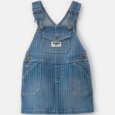 Baby Girl Rainbow Stripe Denim Skirtall - Medium Wash