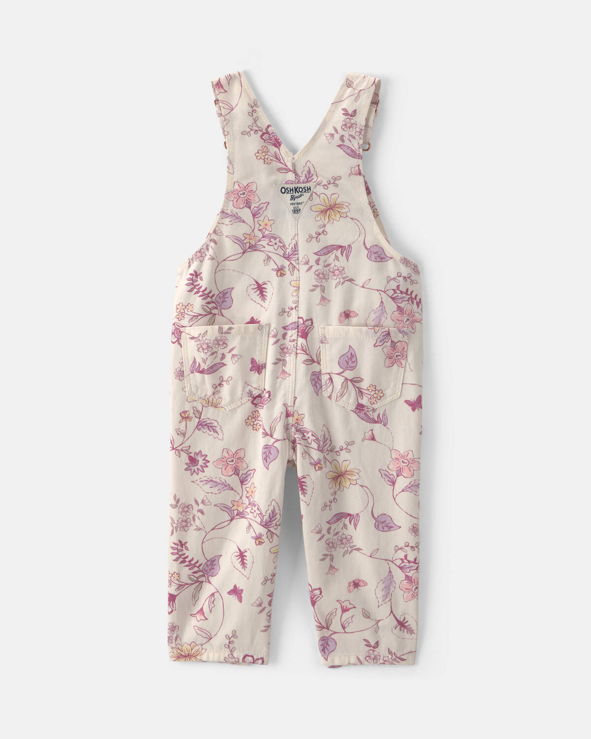Baby Girl Floral Overalls - Ivory - Image 2