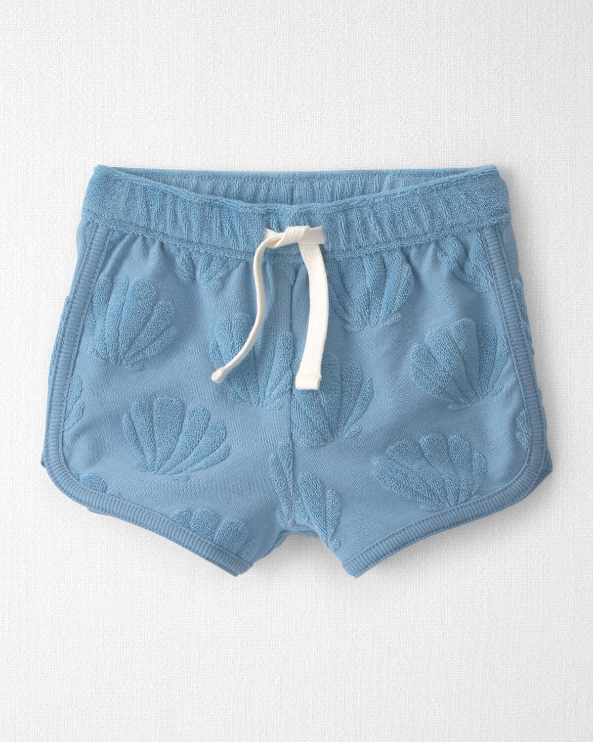 Baby Girl 2-Piece Terry Top & Short Set Made with Organic Cotton in Blue Seashells - Image 2