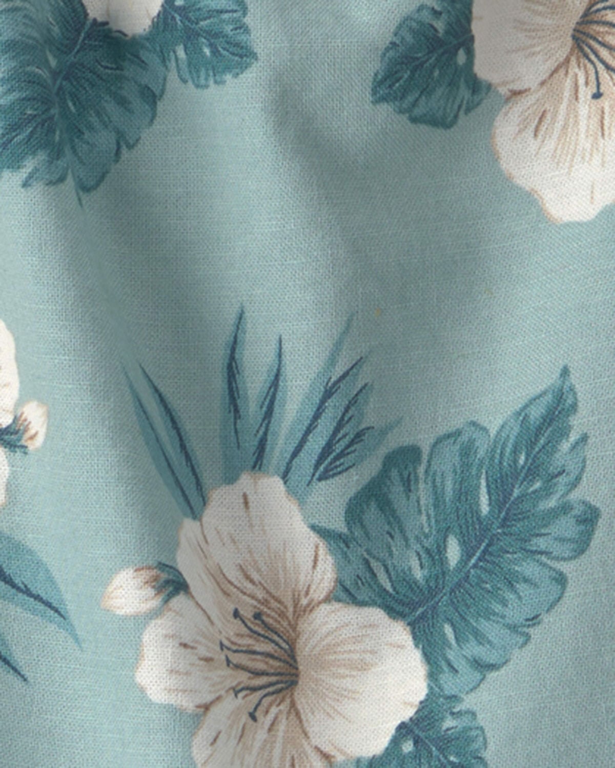 Baby Girl 2-Piece Chambray Top & Short Set Made with Organic Cotton in Blue Hibiscus - Image 4