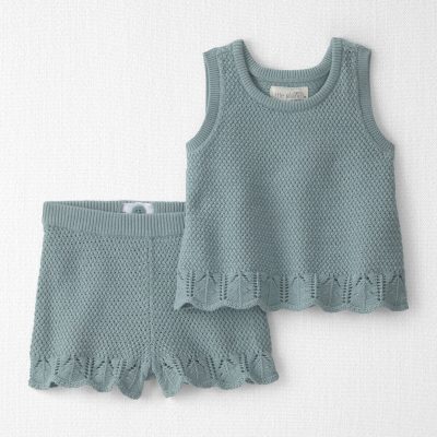 Baby Girl 2-Piece Organic Cotton Knit Top & Short Set