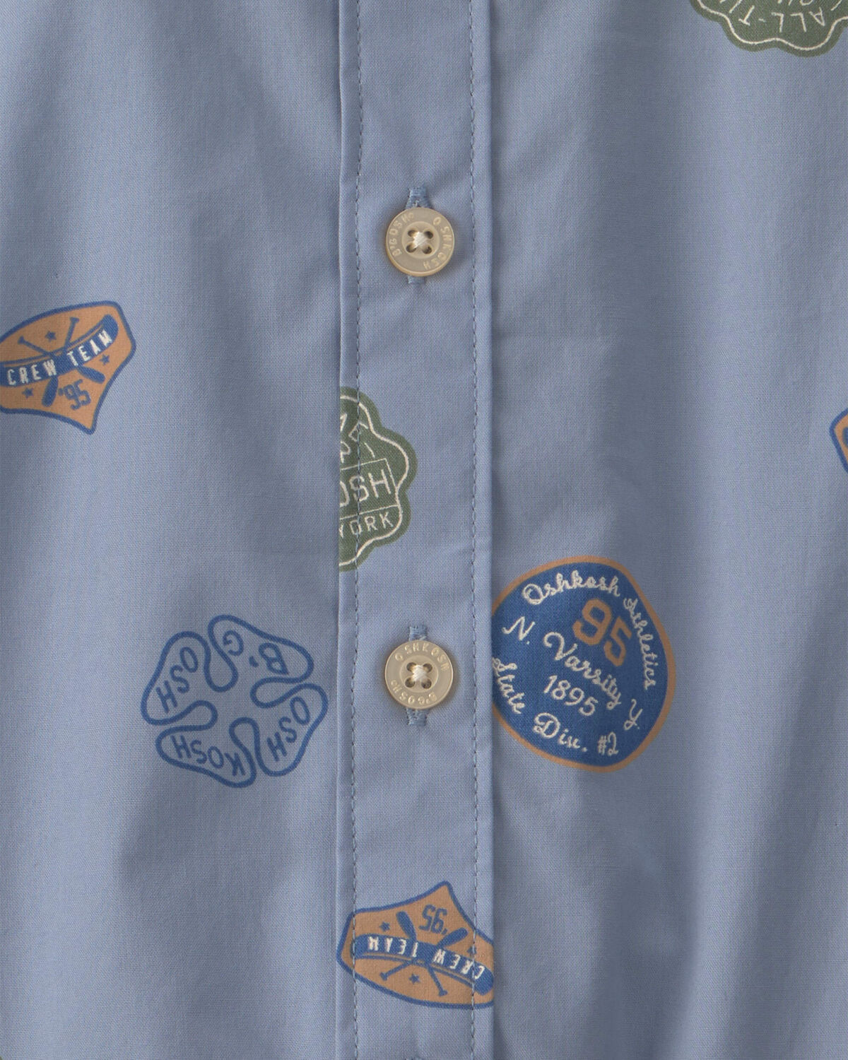 Baby Boy Patchwork Poplin Short-Sleeve Button-Down Bodysuit - Blue - Image 2
