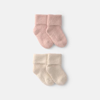 Baby Girl 4-Pack Baby Booties - Pink/Ivory