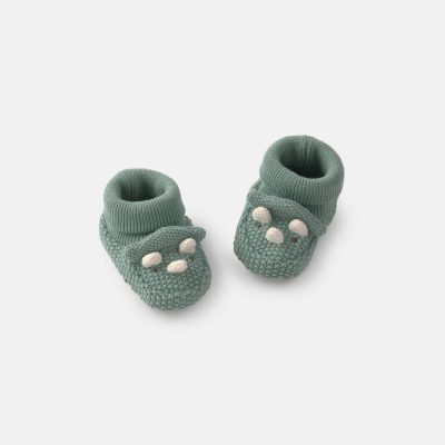Baby Boy Dinosaur Baby Booties - Green