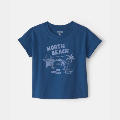 Baby Boy 'North Beach' Graphic Tee - Navy