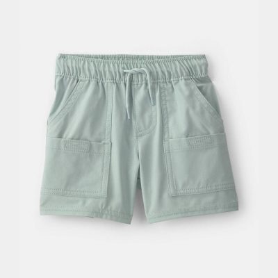 Baby Boy Poplin Drawstring Utility Shorts - Green