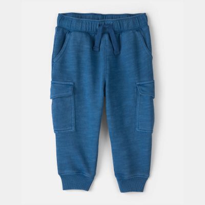 Baby Boy French Terry  Cargo Knit Joggers - Blue