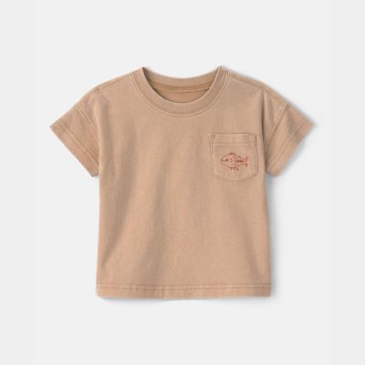 Baby Boy Fish Pocket Tee - Brown