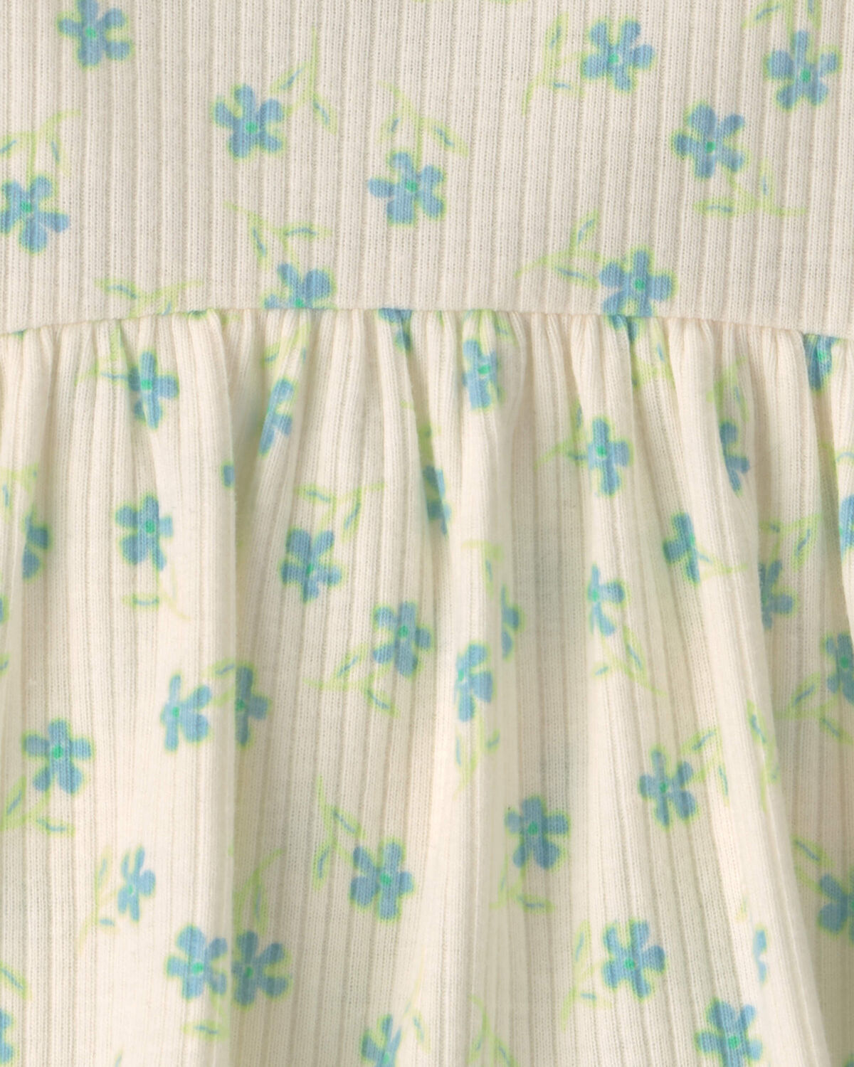 Baby Girl Floral Rib Sleeveless Bodysuit Dress - Cream - Image 2