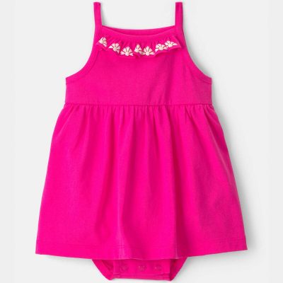 Baby Girl Sleeveless Bodysuit Dress - Pink