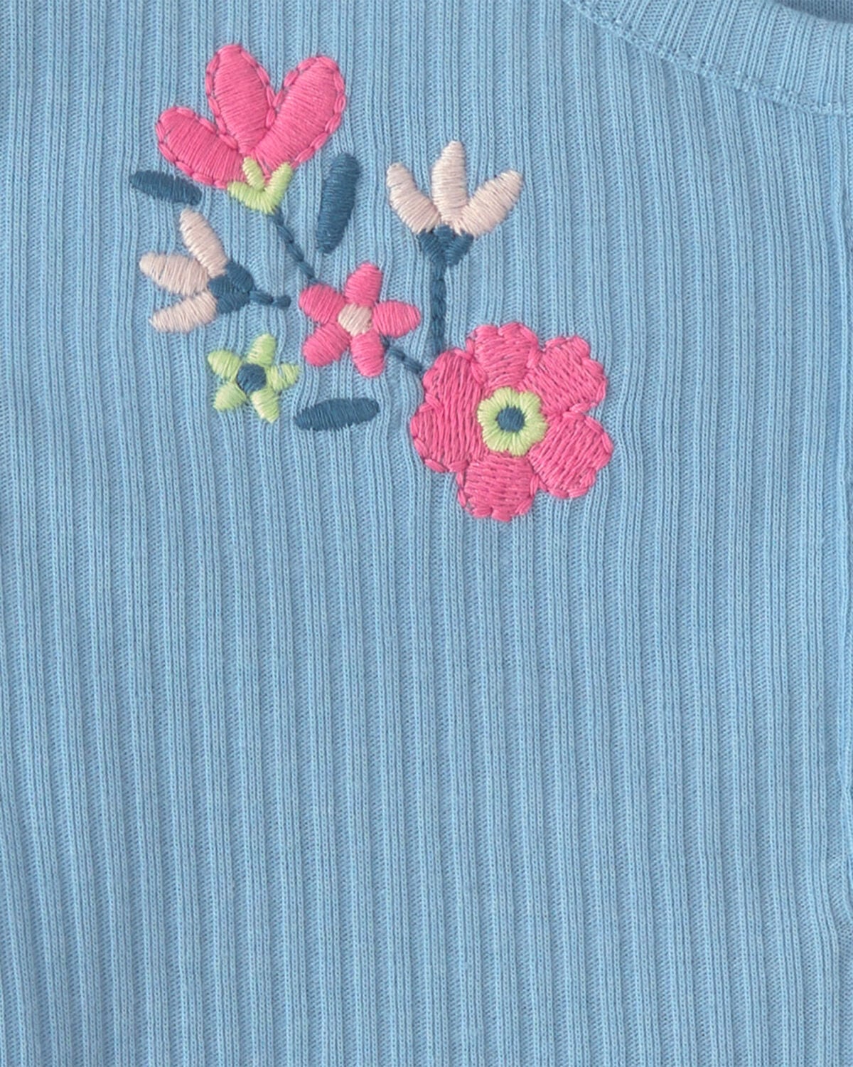 Baby Girl 2-Piece Floral Bodysuit & Pant Set - Blue - Image 2