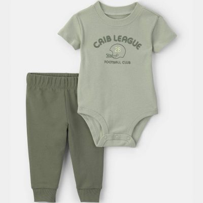 Baby Boy 2-Piece 'Football Club' Bodysuit & Pant Set - Green