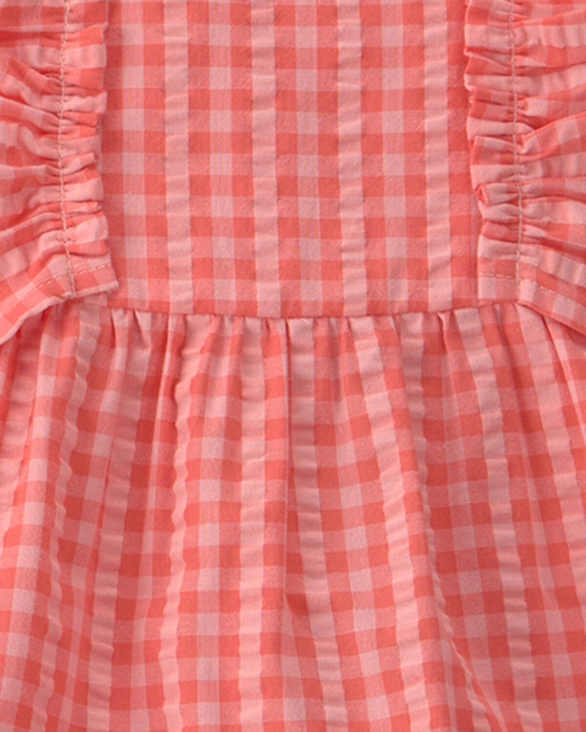 Baby Girl 3-Piece Gingham Top & Short Set - Coral - Image 4