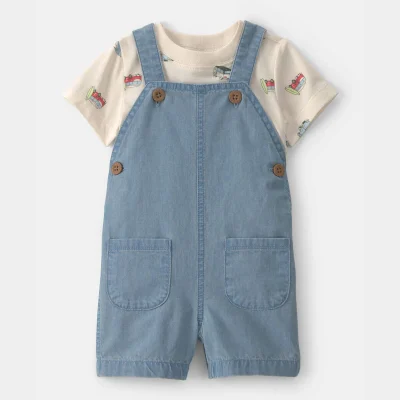 Baby 2-Piece Beachy Van Shortall Set - Blue
