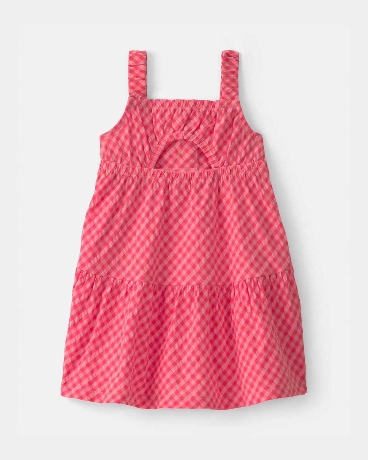 Baby Girl Gingham Tiered Dress - Coral - Image 2