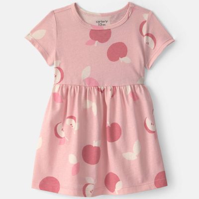 Baby Girl Apple Short-Sleeve Dress - Pink