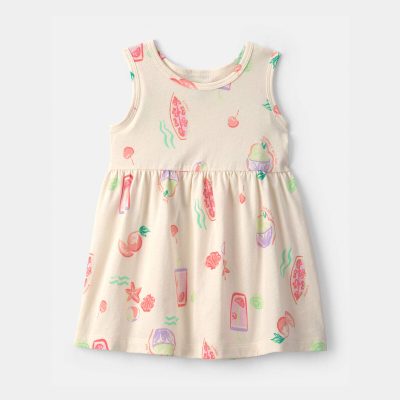 Baby Girl Summer Sleeveless Dress - Cream