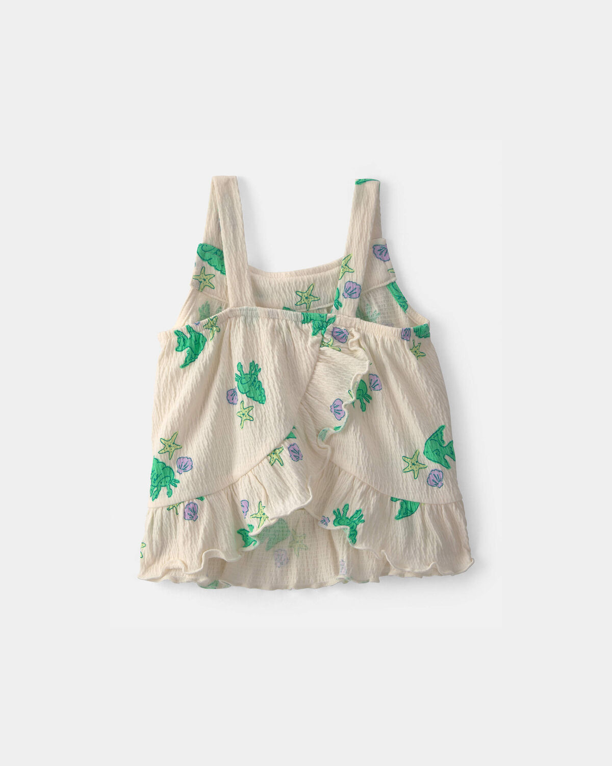 Baby Girl 2-Piece Fish Ruffle Tank Top & Short Set - Green/Ivory - Image 2