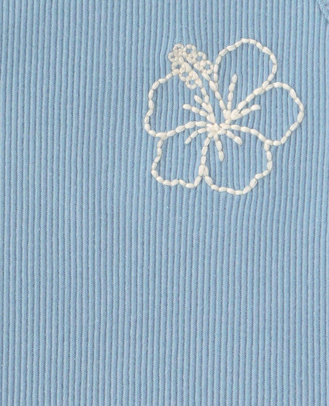 Baby Girl Flower Ribbed Tank Top - Blue - Image 3