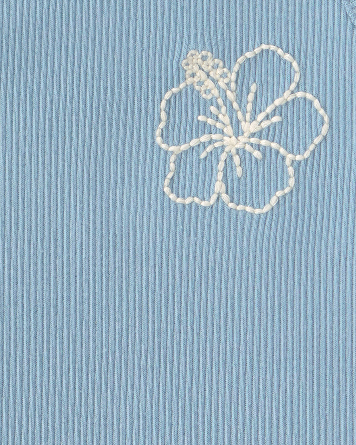 Baby Girl Flower Ribbed Tank Top - Blue - Image 2