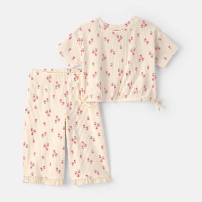 Baby Girl 2-Piece Short-Sleeve Top & Pant Set - Cream