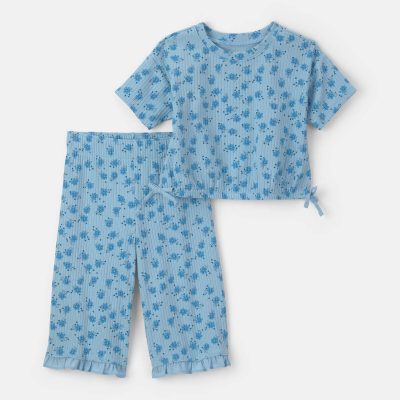 Baby Girl 2-Piece Floral Top & Pant Set - Blue