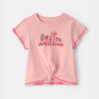 Baby Girl 'Nature Lover' Short-Sleeve Tie Top - Pink