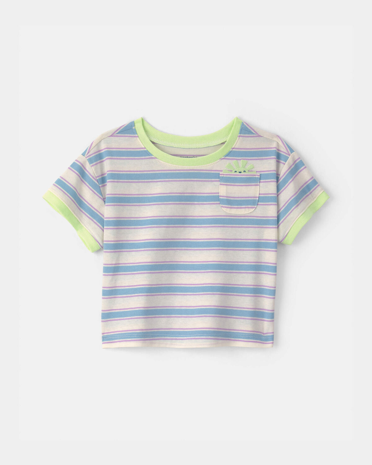 Baby Girl Striped Short-Sleeve Top - Blue/Ivory