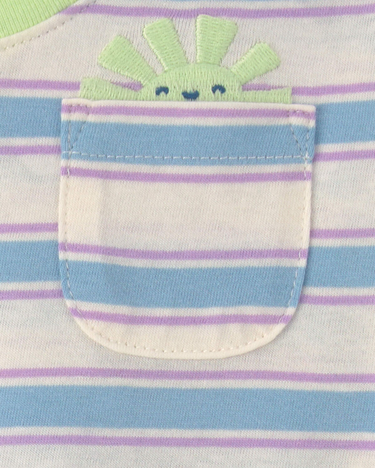 Baby Girl Striped Short-Sleeve Top - Blue/Ivory - Image 2