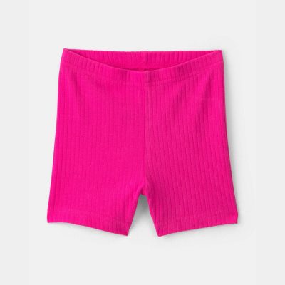 Baby Girl Ribbed Bike Shorts - Pink