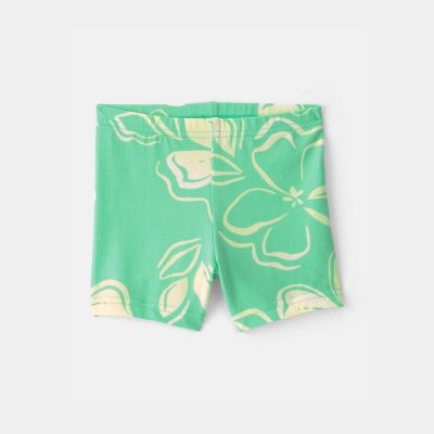 Baby Girl Floral Bike Shorts - Green