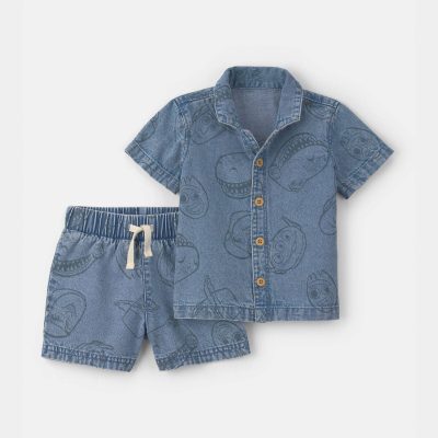 Baby Boy 2-Piece Pixar© Toy Story Chambray Short-Sleeve Top & Short Set - Medium Wash