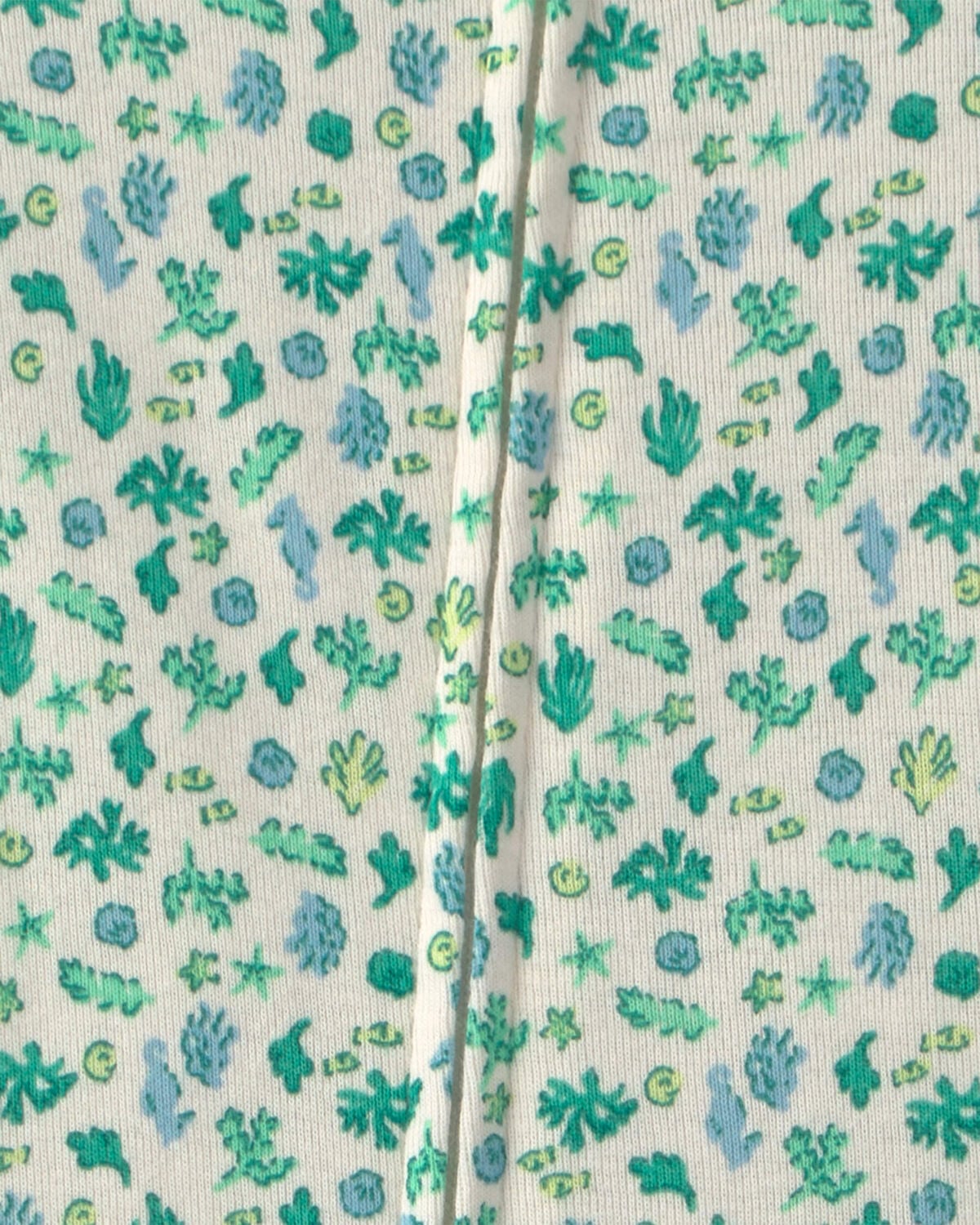 Baby Girl Sea Life 100% Cotton 1-Piece Pajama - Green - Image 3