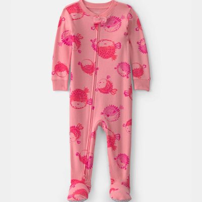 Baby Girl Pufferfish 100% Cotton 1-Piece Pajama - Pink