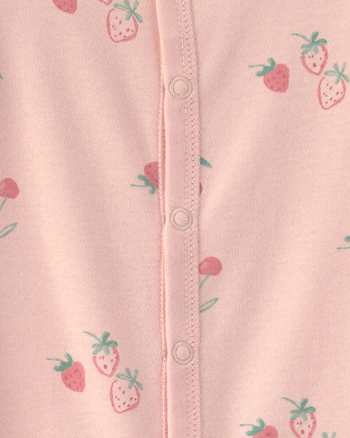 Baby Girl Strawberry 100% Cotton Sleep & Play Pajamas - Pink - Image 2