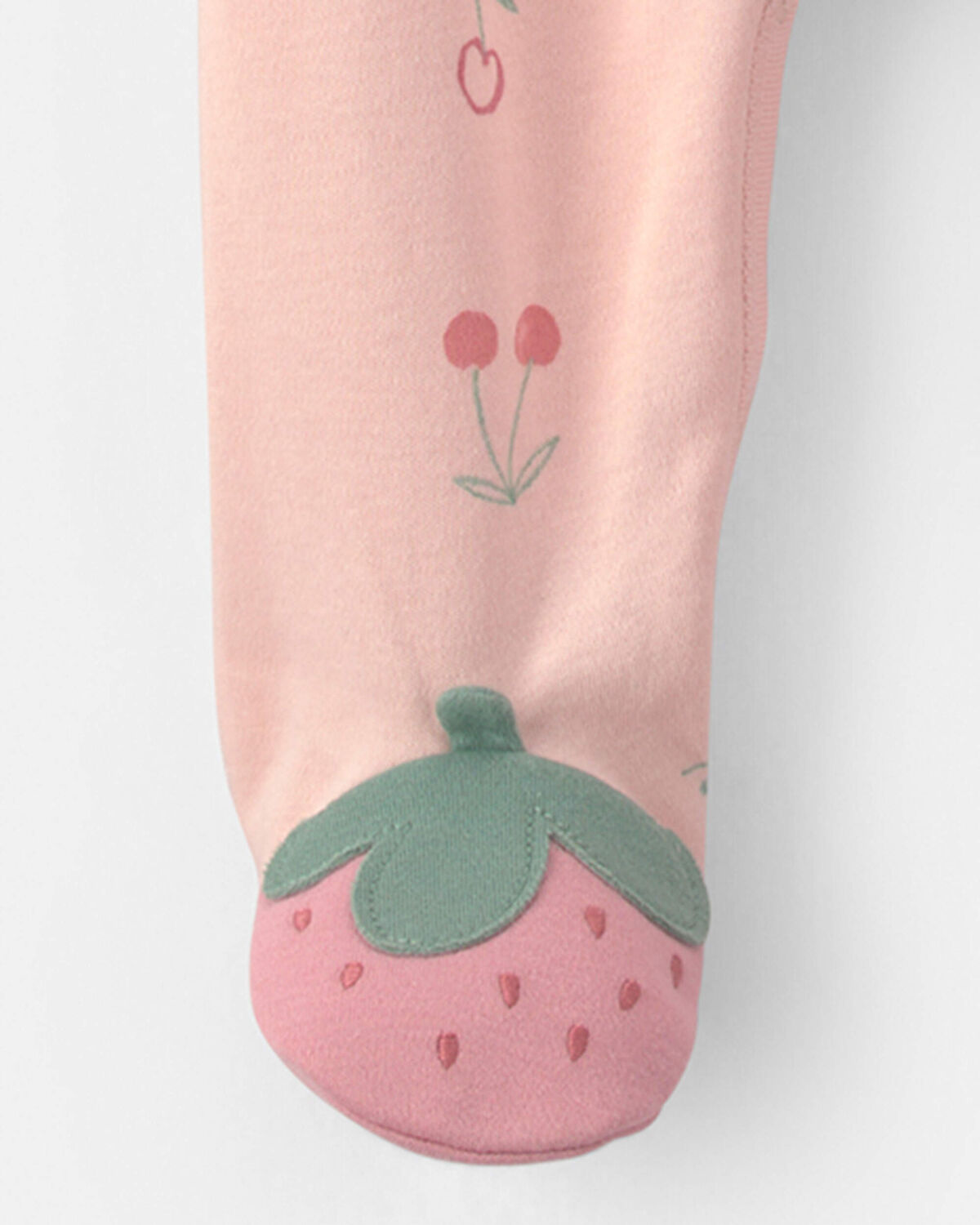 Baby Girl Strawberry 100% Cotton Sleep & Play Pajamas - Pink - Image 3