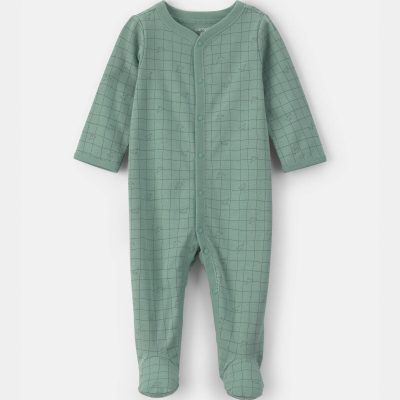 Baby Boy Dinosaur 100% Cotton Sleep & Play Pajamas - Green
