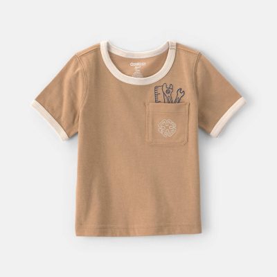Baby Boy Tools Embroidered Pocket Graphic Tee - Tan