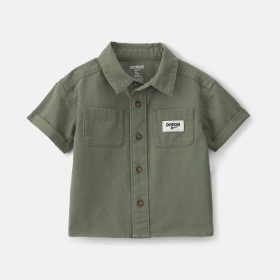 Baby Boy OshKosh Logo Short-Sleeve Button-Down Shirt - Green