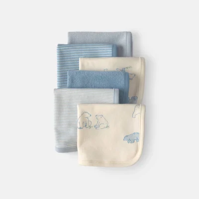 Baby 6-Pack Bear Terry Washcloths - Blue