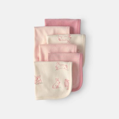 Baby Girl 6-Pack Bunny Terry Washcloths - Pink
