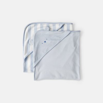 Baby 2-Pack Bear Terry Towels - Blue