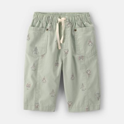Baby Girl Floral Barrel Pants - Green