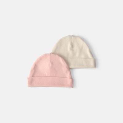 Baby Girl 2-Pack Caps - Pink/Ivory