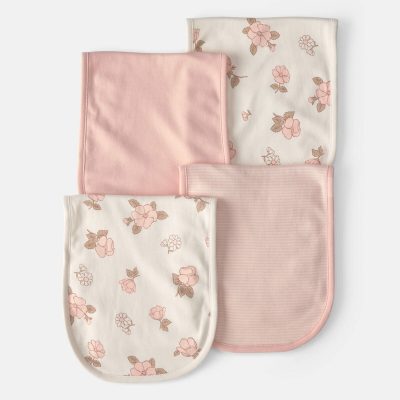 Baby Girl 4-Pack Floral Burp Cloths