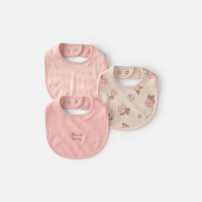 Baby Girl 3-Pack Floral Bibs - Pink/Ivory